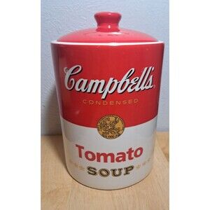 2018 Campbells Tomato Soup Cookie Jar, Canister & Lid Red/White